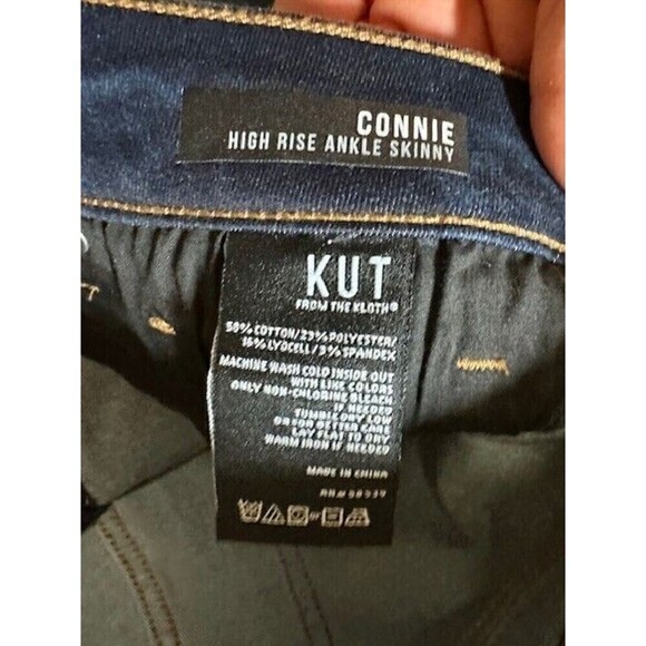 2/$30 Kut from the Kloth Womens 6 Connie Ankle Skinny Jeans High Rise Fray Dark - Picture 4 of 9